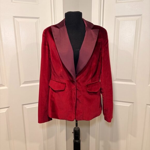 Altuzarra Target Burgundy Velvet Fitted Blazer, Sz M - Picture 1 of 8